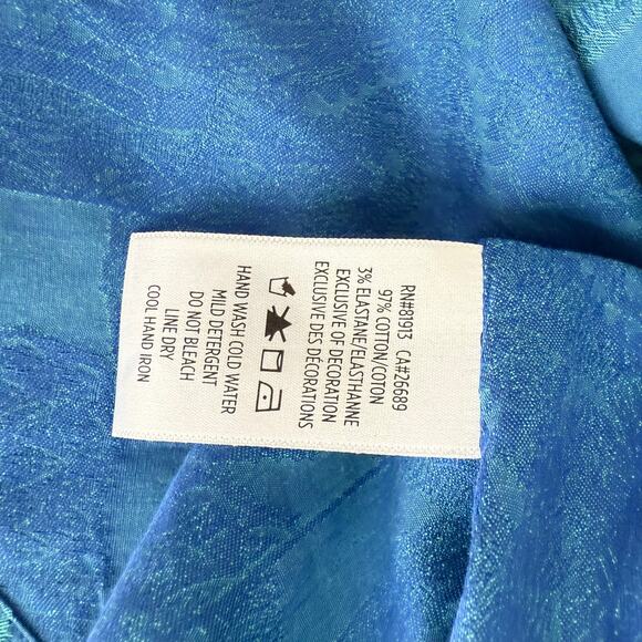 Robert Graham Woven Button Front Short Sleeve Shirt Teal Paisley Jacquard M - Picture 6 of 8